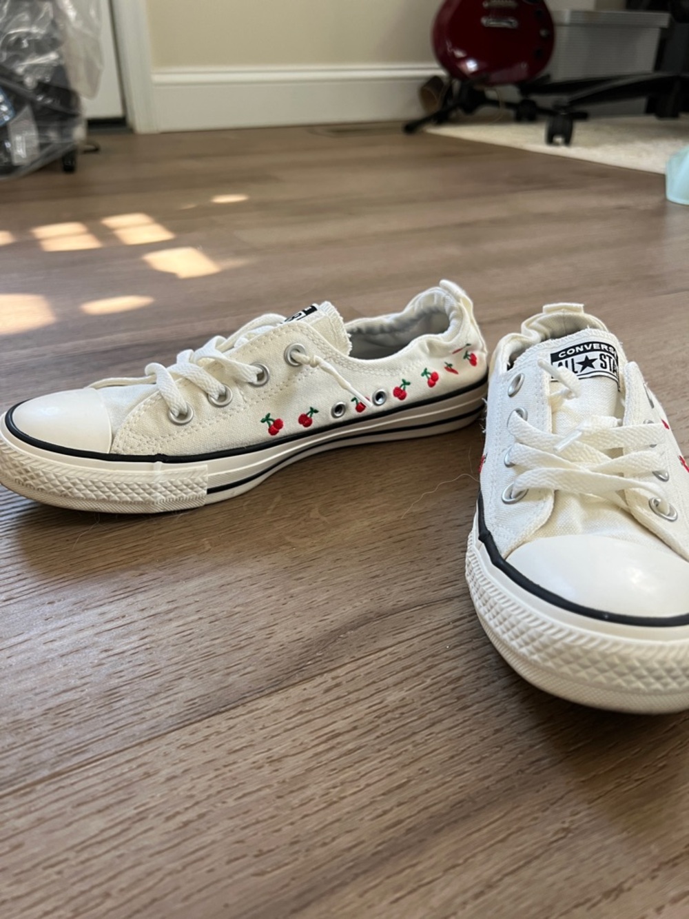 Converse WomenLow Top Sneakers with Cherry Embroidery Size 9